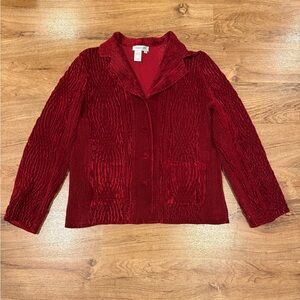 Coldwater Creek Red Textured Button-Up Jacket/Shirt, Women's, sz. M
